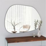Luna Asimetrik Model Çerçevesiz Ayna Duvar Aynası Konsol Aynası GÜMÜŞ