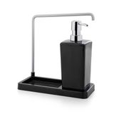 Luna Askılı Mutfak Sıvı Sabunluk, Siyah, Plastik ve Alüminyum, 420 ml, Kaymaz Tabanlı, 21x9,5x20 cm