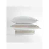 Luna Battal Boy Nevresim Takımı %100 Organik Pamuk Saten Keten Çerçeveli Krem 240x220 Cm