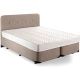 Luna Baza Başlık Yatak Takımı - 150x200 cm Çift Kişilik Ortopedik Yatak Seti Sağlamlaştırılmış Baza - 200 x 150 cm - Bej