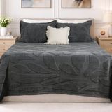 Luna Bueno Gölge Serisi Deep Yatak Örtüsü & Pike Takımı - Gri - Antrasit - 240 x 230 cm