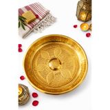 LUNA ÇEYİZ HEDİYELİK Geleneksel Bakır Hamam Tası 20 cm Altın – Otantik Osmanlı Modeli