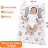 Luna Çeyiz Hediyelik Sleepy Baby Müslin Alt Açma Minderi 70X45 cm + Bebek Yastığı 20X35 cm (Merdiven) - 0 - 18 Ay - Gri - Beyaz