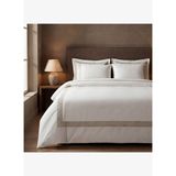 Luna Çift Kişilik Nevresim Takımı %100 Organik Pamuk Saten Keten Çerçeveli Krem 200x220 Cm