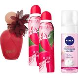 Luna Edt Kadın Parfümü 100ML + 2 Adet Deodorant + Nıvea Yüz Yıkama Köpüğü Kuru Ciltler 150 ml