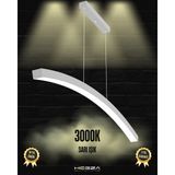 Luna (Gri Kasa, Sarı Işık) Ledli Modern Sarkıt Linear LED Avize Salon Mutfak Oturma Odası Yatak Odası Antre Hol LED