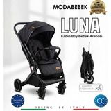 Luna Kabin Boy Bebek Arabası | Çift Yönlü, Amortisörlü, Geniş, Güneşlikli - Siyah
