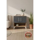 Luna Komodin 2 Raflı 2 Kapaklı 60X44X64 Çam-Antrasit | Modern Yatak Odası Mobilyası
