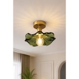 Luna Lighting Alya Model Yeşil Cam Klasik Salon Balkon Mutfak Oturma Odası Plafonyer Tekli Avize