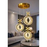 Luna Lighting Dark Model 3 Lü Gold Kaplama Metal Salon Mutfak Oturma Yatak Odası Modern Led Sarkıt Avize