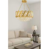 Luna Lighting Firuze Model Gold Kaplama Şık Taşlı Salon Antre Oturma Misafir Odası Modern Avize