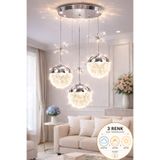 Luna Lighting Grate Model 3 lü Krom Kaplama 3 RENK Salon Mutfak Oturma Yatak Odası Modern Led Avize