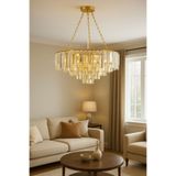 Luna Lighting Güneş Model Gold Kaplama Şık Kristal Tarz Kristal Salon Oturma Yemek Odası Hol Antre Avize