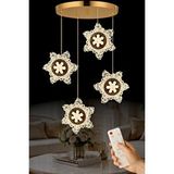 Luna Lighting Kar Tanesi Model 4 Lü Gold Kaplama 3 Renk Kumandalı Salon Mutfak Oturma Yatak Odası Modern Led Avize Sarı