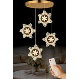 Luna Lighting Kar Tanesi Model 4 lü Gold Kaplama 3 RENK Kumandalı Salon Mutfak Oturma Yatak Odası Modern Led Avize