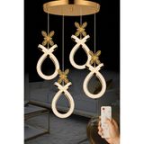Luna Lighting Karona Model 4 lü Gold Kaplama 3 RENK Kumandalı Salon Mutfak Oturma Yatak Odası Modern Led Avize