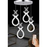 Luna Lighting Karona Model 4 lü Krom Kaplama 3 RENK Kumandalı Salon Mutfak Oturma Yatak Odası Modern Led Avize
