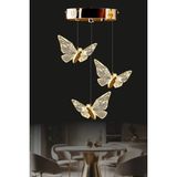 Luna Lighting Kelebek Model Gold Kaplama 3 Renk Metal Salon Mutfak Oturma Yatak Odası Modern Led 3 Lü Sarkıt Avize
