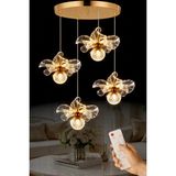 Luna Lighting Kleopatra Model 4 Lü Gold Kaplama 3 Renk Salon Mutfak Oturma Yatak Odası Modern LED Sarkıt Avize