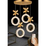 Luna Lighting Medusa Model 4 lü Gold Kaplama 3 RENK Kumandalı Salon Mutfak Oturma Yatak Odası Modern Led Avize