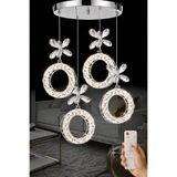 Luna Lighting Medusa Model 4 lü Krom Kaplama 3 RENK Kumandalı Salon Mutfak Oturma Yatak Odası Modern Led Avize