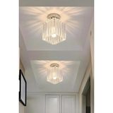 Luna Lighting Meriva Model Modern Luxury Plafonyer Oda Hol Antre Koridor Salon Krom Kare Kristal Taşlı Avize