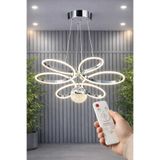 Luna Lighting Papatya Model Krom Kaplama 3 Renk KUMANDALI Metal Salon Oturma Yatak Odası Modern Led Sarkıt Avize