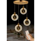 Luna Lighting Ren Geyiği Model 4 lü Gold Kaplama 3 RENK Kumandalı Salon Mutfak Oturma Yatak Odası Modern Led Avize