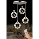 Luna Lighting Ren Geyiği Model 4 Lü Krom Kaplama 3 Renk Kumandalı Salon Mutfak Oturma Yatak Odası Modern Led Avize Gri