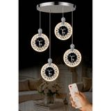 Luna Lighting Ren Geyiği Model 4 lü KROM Kaplama 3 RENK Kumandalı Salon Mutfak Oturma Yatak Odası Modern Led Avize