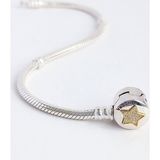 Luna Luster 18 Ayar Altın Kaplama Işıltılı Shine Yıldız O Klips Charm Taşıyıcı Kadın Gümüş Bileklik