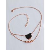 Luna Luster 925 Ayar Gümüş Gold Dorıka Siyah Mickey Mause Tasarım Zarif Trend Kadın Halhal Doğum Günü Hediye
