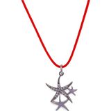 Luna Luster 925 Ayar Gümüş Kırmızı İp Deniz Yıldızı Tasarım Kadın Choker Kolye