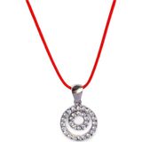 Luna Luster 925 Ayar Gümüş Kırmızı İp Işıltılı Hare Tasarım Kadın Choker Kolye