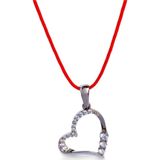 Luna Luster 925 Ayar Gümüş Kırmızı İp Işıltılı Kalp Tasarım Kadın Choker Kolye 10