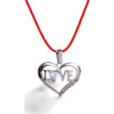 Luna Luster 925 Ayar Gümüş Kırmızı İp Kalp Love Tasarım Kadın Choker Kolye 8