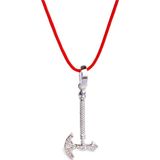 Luna Luster 925 Ayar Gümüş Kırmızı İp Viking Balta Tasarım Kadın Choker Kolye