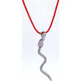 Luna Luster 925 Ayar Gümüş Kırmızı İp Yılan Tasarım Kadın Choker Kolye