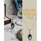 Luna Luster 925 Ayar Gümüş Mistik Topaz Taşlı Damla Tasarım Kadın Kolye Doğum Günü Hediye