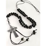 Luna Luster 925 Ayar Gümüş Yılan Doğal Taşlı Vintage Kelt Haç Tasarım Uzun Gümüş Kolye