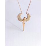 Luna Luster 925 Ayar Gümüş Zirkon Taşlı Gold Trend Tasarım Aşık Melekler Kadın Kolye Anneler Günü Hediye
