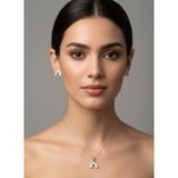 Luna Luster 925 Ayar Gümüş Zirkon Taşlı Işıltılı Bulut Tasarım Kolye Küpe Kadın Set Sevgililer Günü Hediye