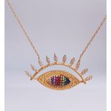 Luna Luster Gümüş Büyük Nazar Göz Tasarım Gold Kadın Kolye 58 Sevgililer Günü Hediye
