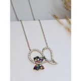 Luna Luster Gümüş Kelebek Kalp Tasarım Kadın Kolye Sevgililer Günü Hediye