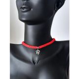 Luna Luster Gümüş Kırmızı İp Yılan Tasarım Kişiselleştirilebilir Choker Kadın Kolye Sevgililer Günü Hediye