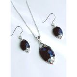 Luna Luster Gümüş Lapis Lazuli Taşlı Damla Tasarım Kolye Küpe Kadın Set Doğum Günü Hediye