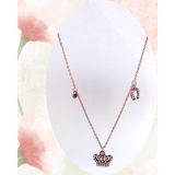 Luna Luster Gümüş Opal Taşlı Gold Taç Tasarım Kadın Kolye Sevgililer Günü Hediye