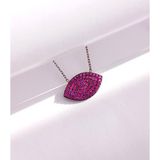 Luna Luster Gümüş Pembe Damla Tasarım Oval Göz Kadın Kolye Sevgililer Günü Hediye