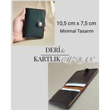 Luna Luster Hakiki Deri Erkek Siyah Minimalist Avuçiçi Tasarım Kartlık & Cüzdan DRC12