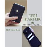 Luna Luster Hakiki Deri Minimal Tasarım Kadın Cüzdan Kartlık Mor